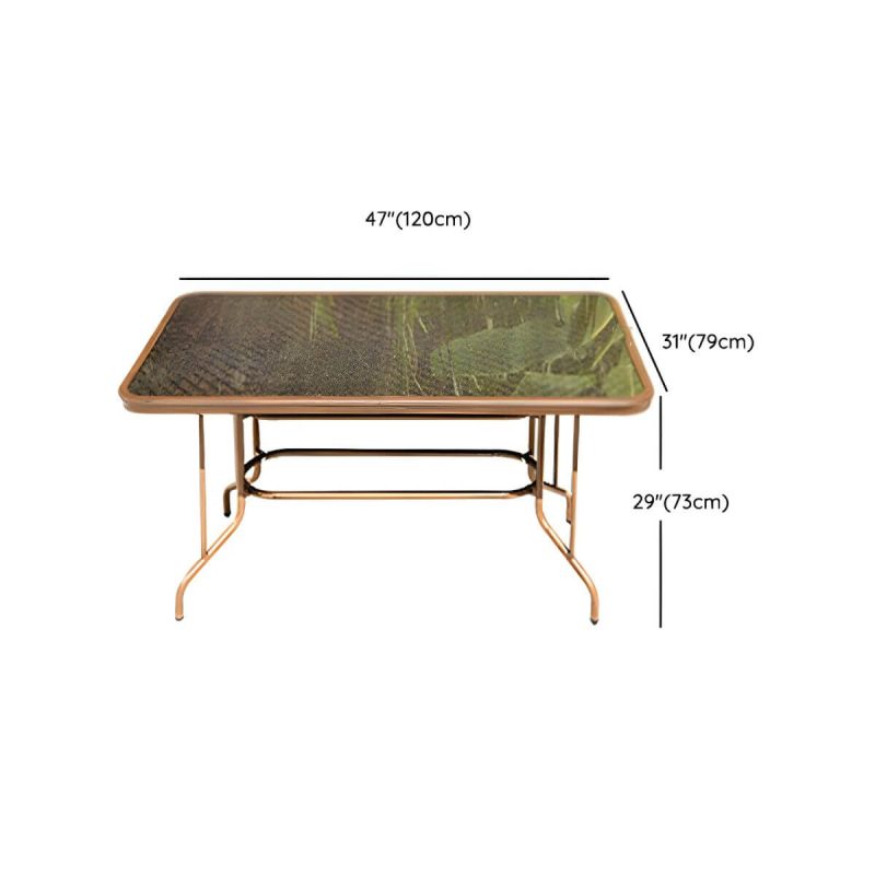 "Dimension of Contemporary Dining Table Set with Brown Woven Chair for Courtyard - Table & Chair(s) 47"L x 31"W x 29"H 4"