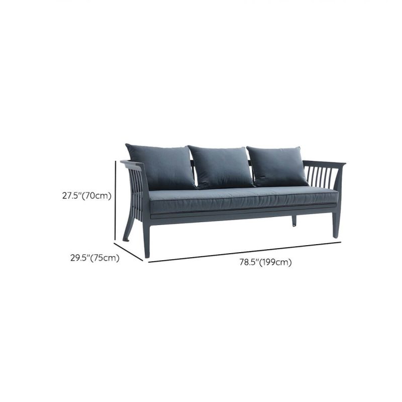 "Dimension of Gray Modern Aluminum Sofa with Cushions Water Resistant for Outdoor - 3-Seater Sofa"