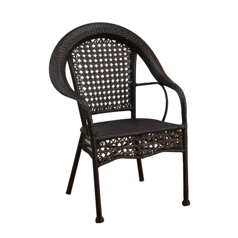 "Modern Metal Frame Stacking Dining Chair with Arm Water Resistant - Black 2 Piece Set"