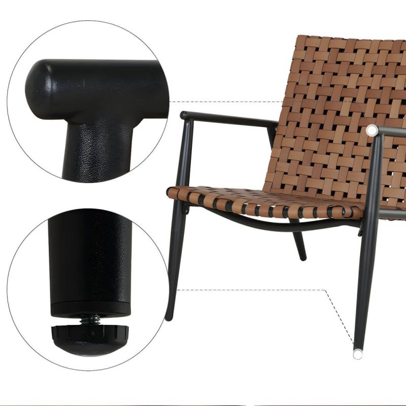 "Black Metal Modern Patio Dining Set with Square Table and Stackable Chairs - Table & Chair(s) 2"