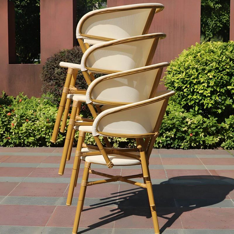 "Modern Patio Dining Side Chair Metal Outdoor Bistro Chairs with Arm - 2 Piece Set"