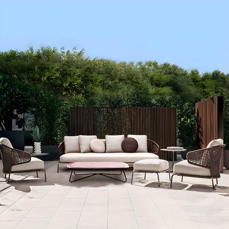 "Tropical Outdoor Chair with Removable Water Repellent Finish Cushion - 26"L x 28"W x 31"H Armless 4 Piece Set"