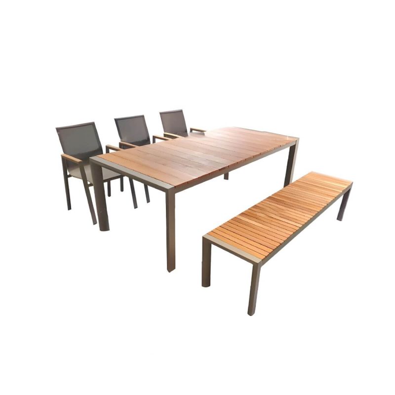 "Contemporary Brown Dining Room Set with Rectangular Table and Chairs Dining Set - 4 Table & Chair & Bench 75"L x 18"W x 18"H"