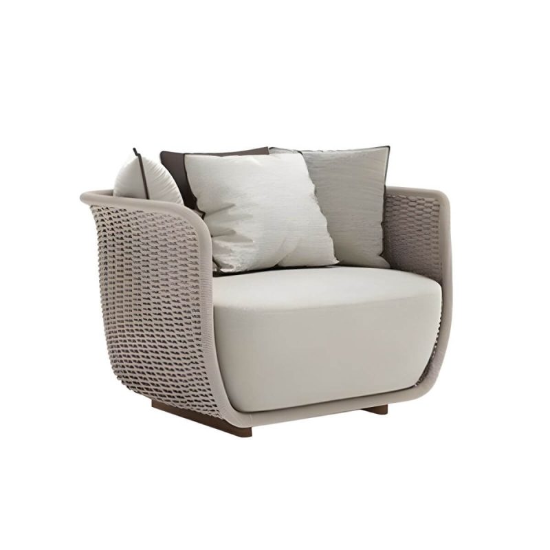 "Scandinavian Linen Sofa with Cushions Water Resistant for Outdoor - Grey 1-Seater Sofa"