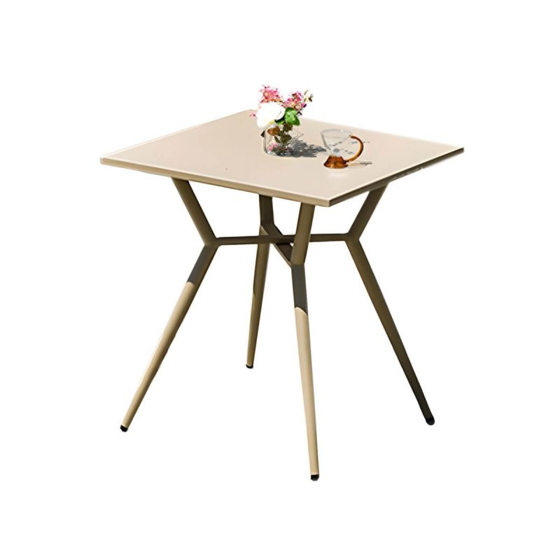 "Traditional Style Patio Table Metal Water Resistant Patio Table - Square Champagne Table Only"