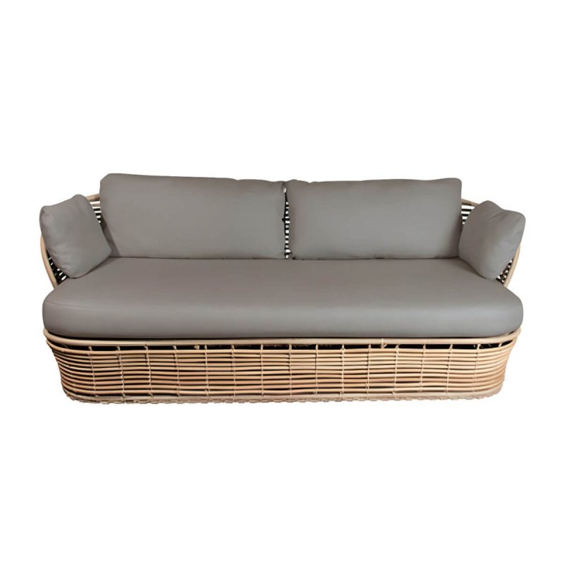 "Modern & Contemporary Outdoor Loveseat Wicker/Rattan Fabric With Cushions - Khaki 58"L x 31"W x 25"H"