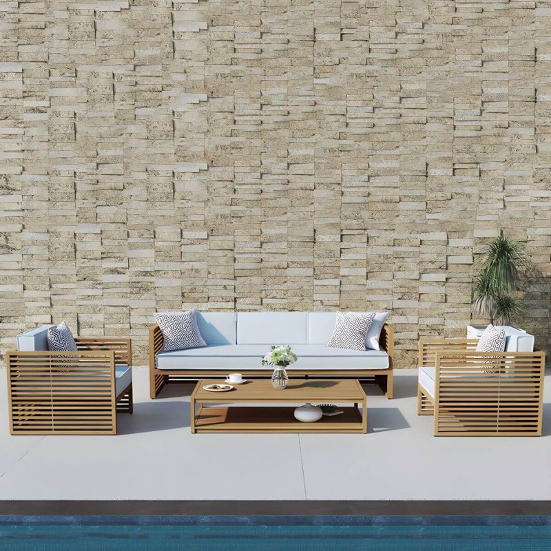 "Contemporary Water Resistant Patio Sofa Solid Wood Outdoor Patio Sofa - White 33"L x 33"W x 26"H"