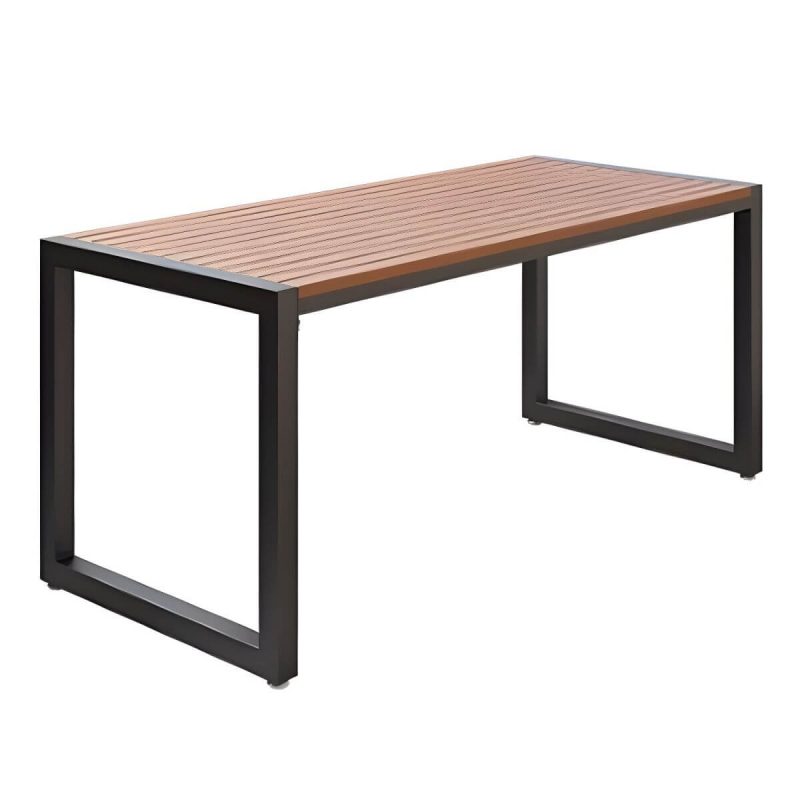 "Modern Wood Patio Dining Table without Umbrella Hole in Natural Finish - Durable and Stylish - Table Only 47.2"L x 23.6"W x 29.5"H Black"
