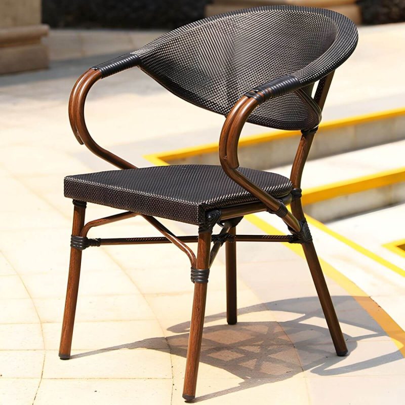 "Modern Style Steel Frame UV and Water Protective Outdoor Dining Chair - 17"L x 17"W x 31"H 8 Piece Set"