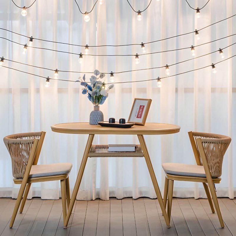 "Contemporary Wood Dining Table Set with 4 Legs Chairs for Courtyard - Table & Chair(s) 41"L x 22"W x 30"H 2 Walnut"