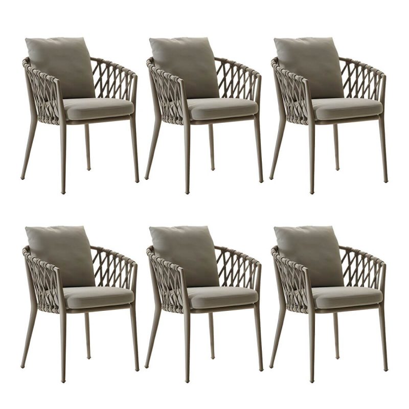 "Antique Finish Dining Chair Metallic Tropical Style with Cushions - 6 Piece Set"