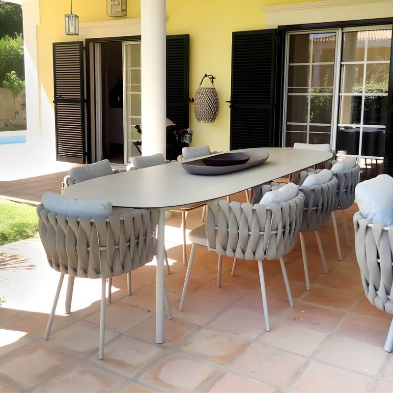 "Contemporary Aluminum Frame Patio Dining Chair with Water Repellent Finish Cushion - 1 Piece"