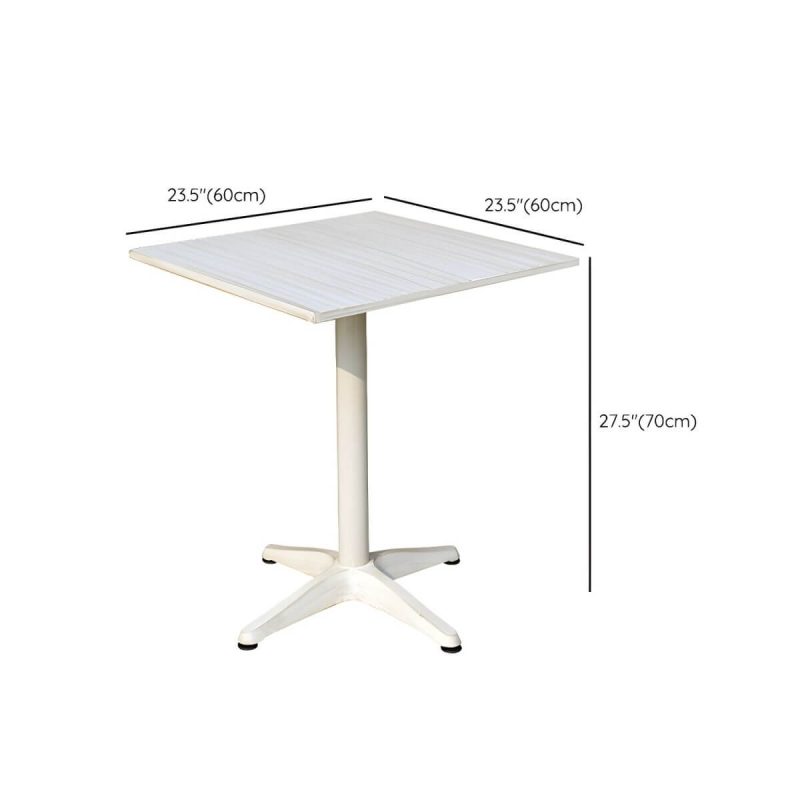 "Dimension of Modern Geometric Waterproof Courtyard Table Metal Base Outdoor Table - Table Only Square Textured White 23.6"L x 23.6"W x 27.6"H"