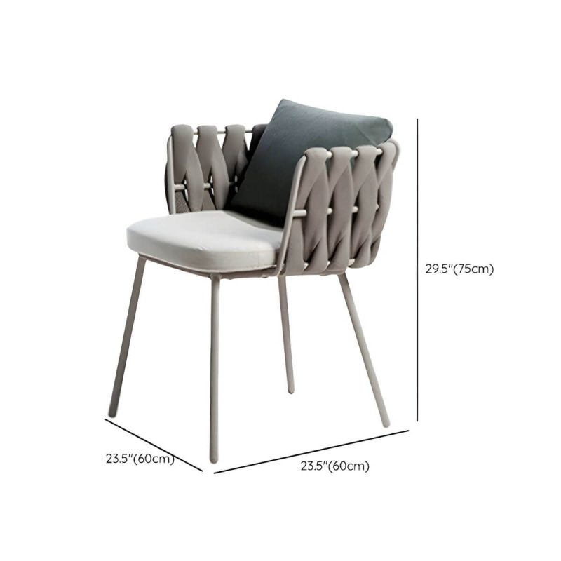 "Dimension of Modern Dining Side Chair Aluminum Outdoor Bistro Chairs with Arm - Blue/ Gray 2 Piece Set"