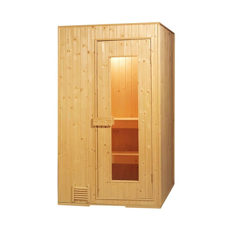 "Indoor / Outdoor Fir Wood Sauna with Tempered Glass Door and Vents Included - 71"L x 59"W x 82"H"