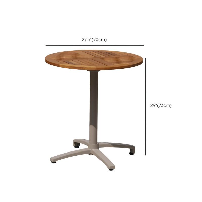 "Dimension of Modern Outdoor Patio Table UV Resistant Dining Table with Metal Frame - Table Only 27.6"L x 27.6"W x 28.7"H Brown Round"
