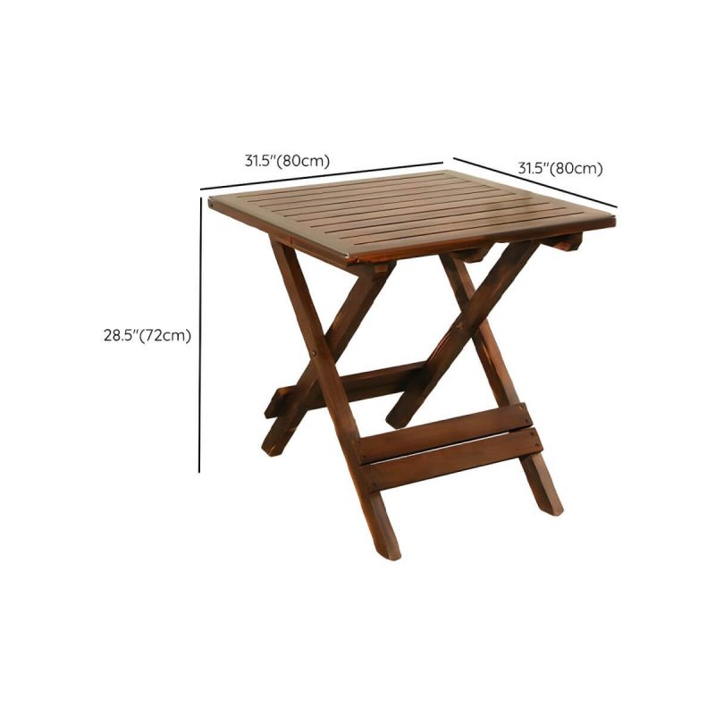 "Dimension of Modern Style Square Shape Foldable Courtyard Coffee Table Wooden in Dark Wood Color - Table Only"
