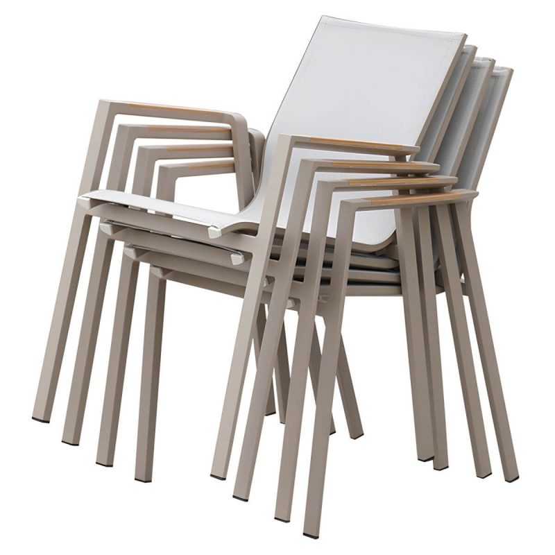 "Aluminum Outdoor Chair Contemporary Arm Chair Outdoor Bistro Chair - Sling 4 Piece Set"