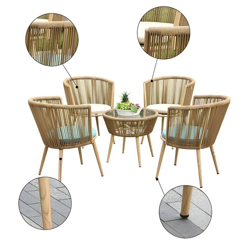 "Contemporary Patio Table Outdoor Open-air Round Bistro Table - Natural Finish Table Only"