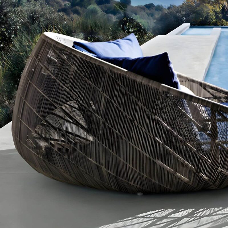 "Metal Patio Sofa Modern Style Minimalist Villa Outdoor Patio Daybed - 180 x 180 x 80 cm Brown"