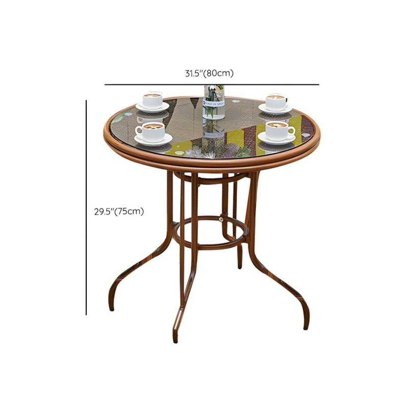 "Dimension of Traditional Brown Metal Patio Dining Set with Rectangular Table - Table & 4 Chairs 31.5"L x 31.5"W x 29.5"H"