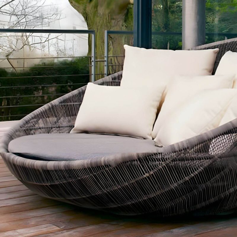"Metal Patio Sofa Modern Style Minimalist Villa Outdoor Patio Daybed - 200 x 200 x 80 cm Brown"