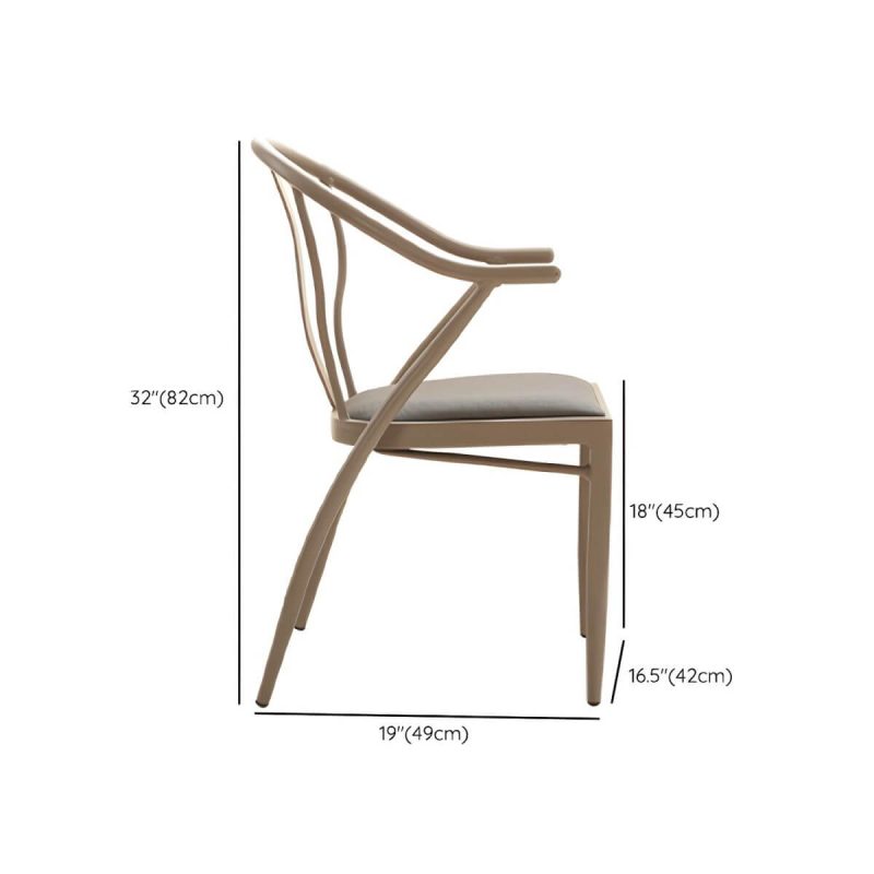 "Dimension of Contemporary Oval Shape Dining Table Set with Shelf for Courtyard - Table & Chair(s) 2 Khaki"