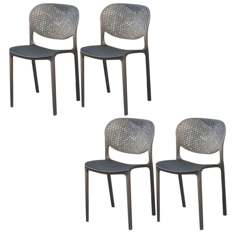 "Stacking Dining Armchair Contemporary Plastic Patio Arm Chair - 16"L x 17"W x 31"H 4 Piece Set"
