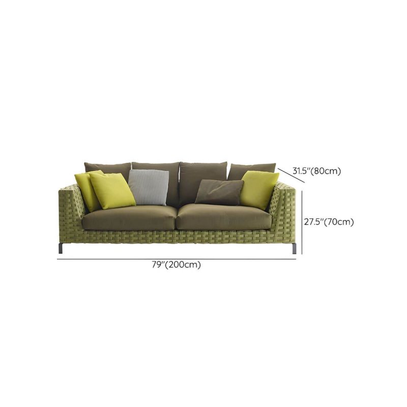 "Dimension of Contemporary Water Resistant Symmetrical Patio Sofa with Cushions for Outdoor - 3-Seater Sofa"