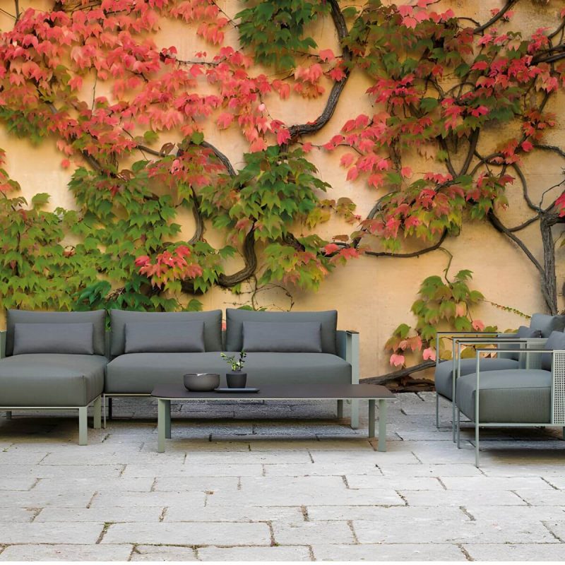 "Stainless Steel Frame Outdoor Sofa Industrial Water Resistant Patio Sofa with Cushion - Chaise Lounge"