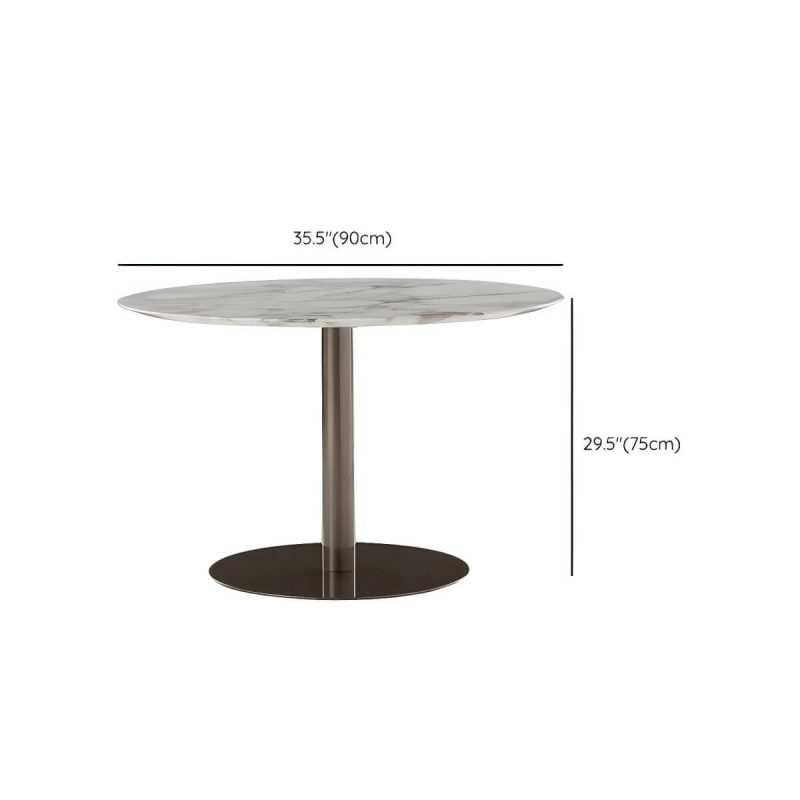 "Dimension of Modern Geometric Waterproof Courtyard Table Metal Base Outdoor Table - Table Only Round Marble 35.4"L x 35.4"W x 29.5"H"