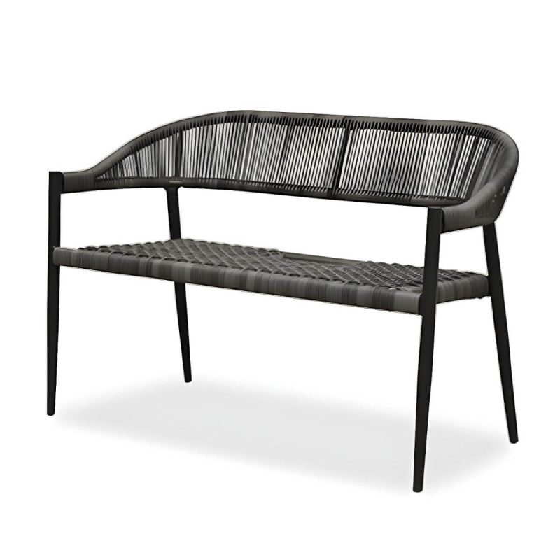 "Contemporary Metal Frame Outdoor Dining Chair Set in Black with Arms - 47"L x 23"W x 31"H 1 Piece"