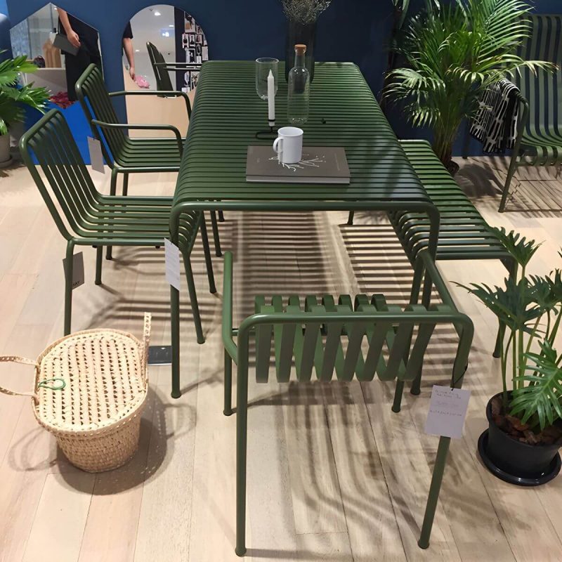 "Modern Iron Dining Table Outdoor Patio Table with Metal Frame - Table Only 180 x 80 x 75 cm"
