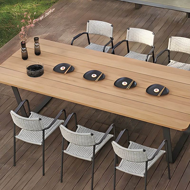 "Contemporary Aluminum Frame Water Repellent Patio Dining Chair with Arm - 2 Piece Set"
