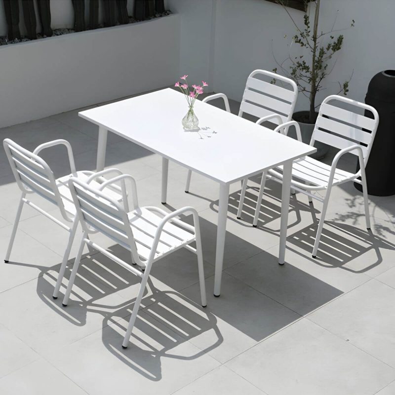 "Contemporary Style Metal Patio Table Water Resistant in Rectangular/Square Shape - 47.2"L x 27.6"W x 29.5"H Table Only"