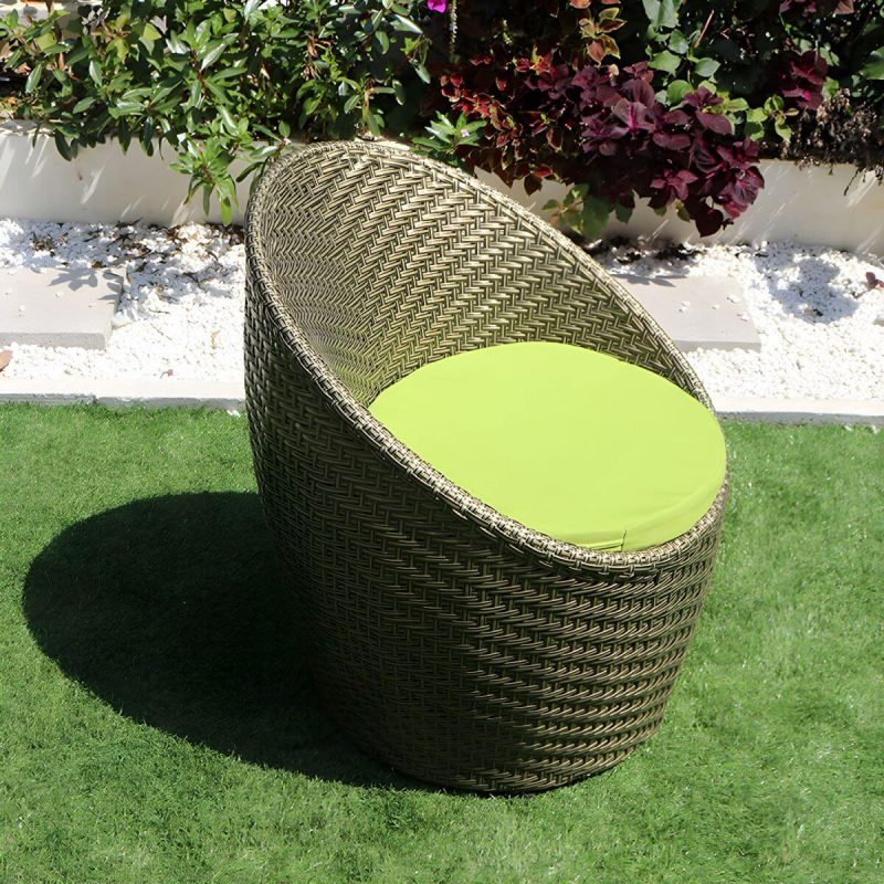 "Round Shape Green Dining Table Set with 1/2 Chairs for Courtyard - Table & Chair(s) 2"