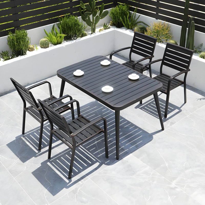 "Modern Aluminium Waterproof Courtyard Table Geometric Outdoor Table - Table Only 35.4"L x 35.4"W x 28.7"H"