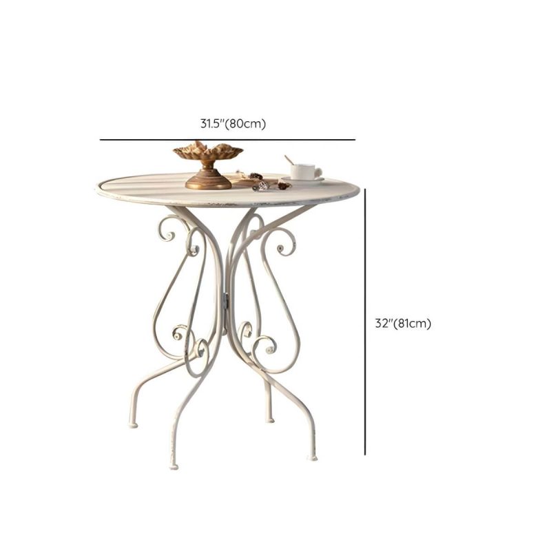 "Dimension of White French Countryside Style Metal Courtyard Dining Table for Outdoor - Table Only 31"L x 31"W x 32"H"