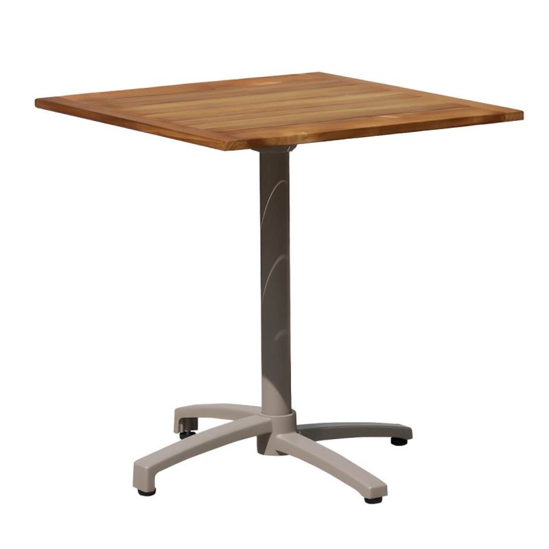 "Modern Outdoor Patio Table UV Resistant Dining Table with Metal Frame - Table Only 27.6"L x 27.6"W x 28.7"H Brown Square"