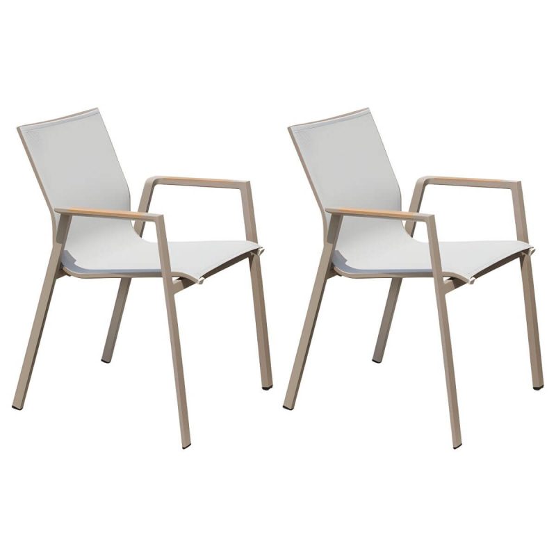 "Aluminum Outdoor Chair Contemporary Arm Chair Outdoor Bistro Chair - Sling 2 Piece Set"
