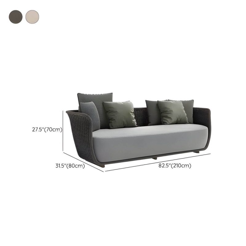 "Dimension of Scandinavian Linen Sofa with Cushions Water Resistant for Outdoor - Black 3-Seater Sofa"