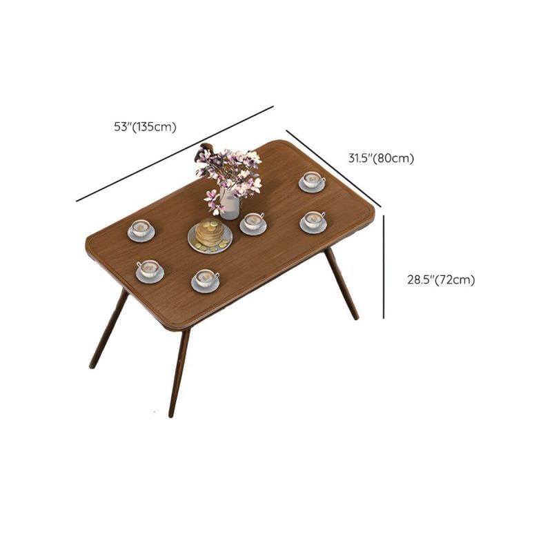 "Dimension of Mid-Century Modern Metal Patio Dining Set with Non-Upholstered Wicker Chairs - Table & 6 Chairs 53"L x 31"W x 28"H Nut-Brown"