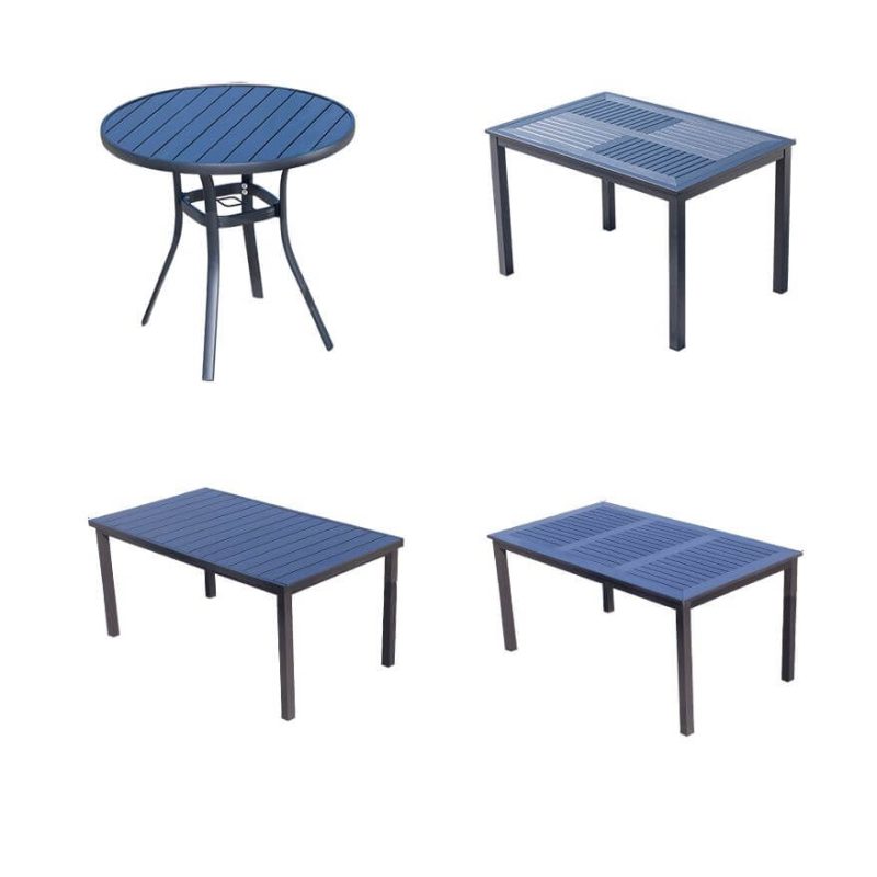 "Modish Outdoor Dining Set with Wood Seating, 5 Piece Set, Weatherproof, Ink Table Top, Chair, Table, 31.5"L x 31.5"W x 28.7"H, Table & 4 Chairs"