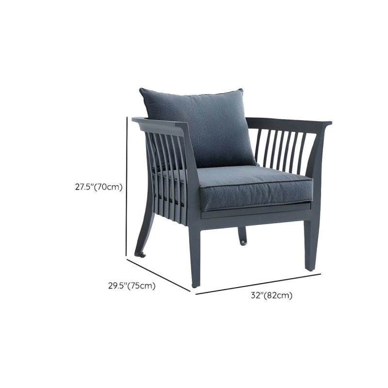 "Dimension of Gray Modern Aluminum Sofa with Cushions Water Resistant for Outdoor - 1-Seater Sofa"