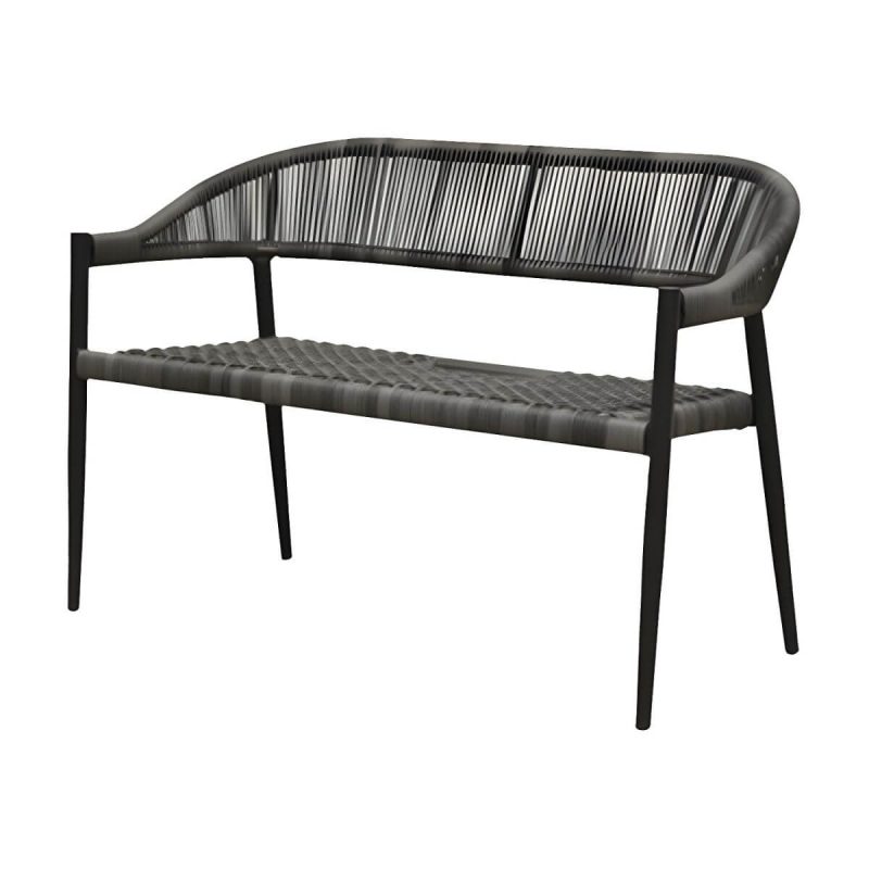 "Contemporary Metal Frame Outdoor Dining Chair Set in Black with Arms - 22"L x 23"W x 31"H 8 Piece Set"