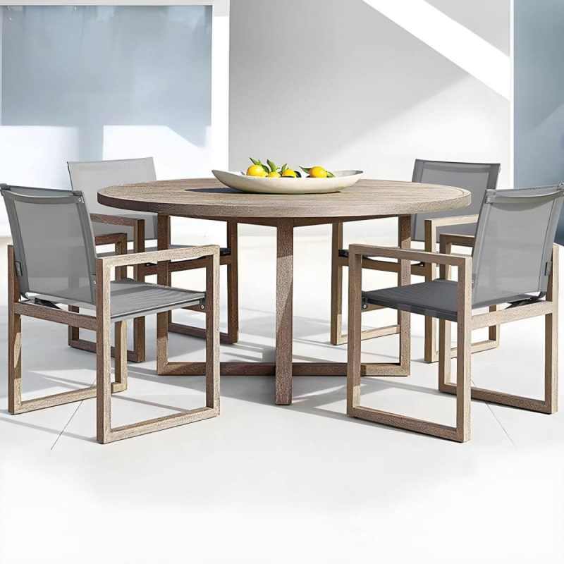 "Water Resistant Patio Table Contemporary Style Outdoor Dining Table - Black 47.2"L x 47.2"W x 29.9"H Table Only"