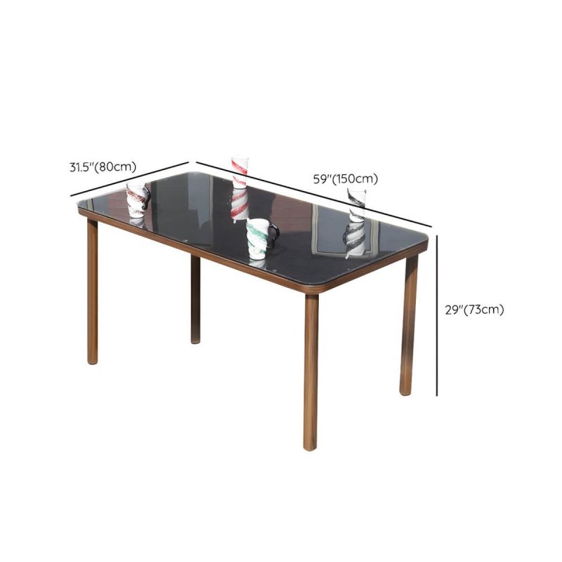 "Dimension of Metal Modern Brown Patio Dining Set with Stackable Chairs and Weatherproof Durability - Table & Chair(s) 150 x 80 x 73 cm 6"