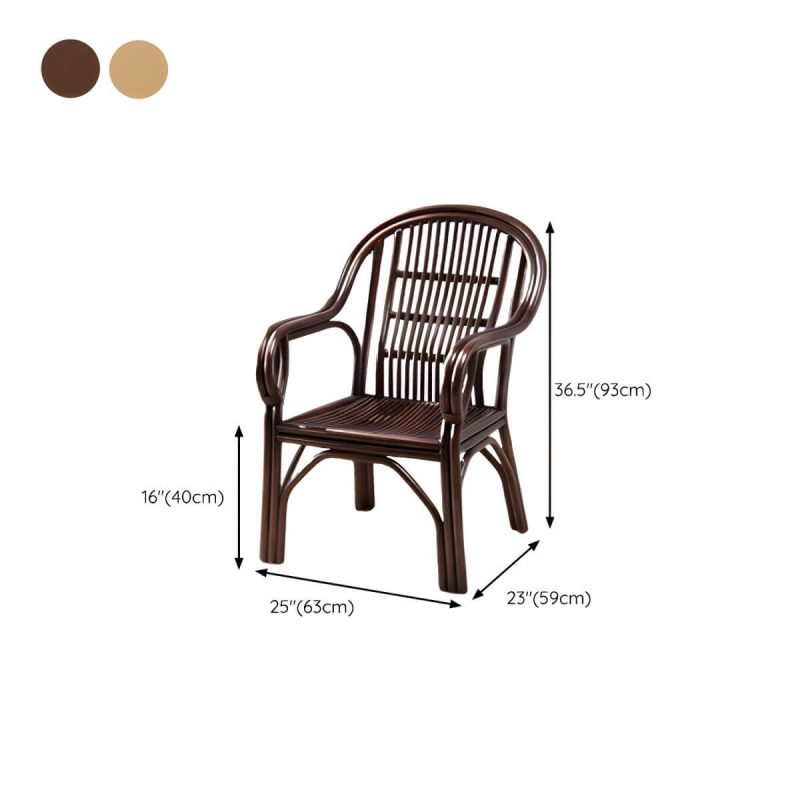 "Dimension of Traditional Rattan Natural/Black Patio Arm Chair with Water Repellent Finish Cushion - Natural Finish 1 Piece"