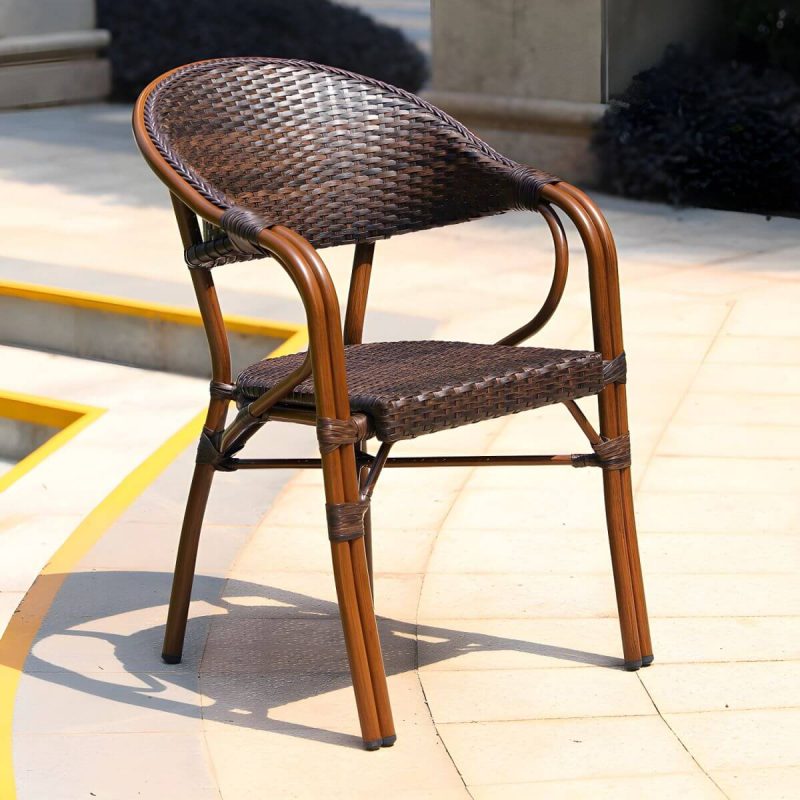 "Modern Style Steel Frame UV and Water Protective Outdoor Dining Chair - 22"L x 23"W x 33"H 4 Piece Set"