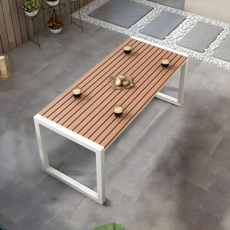 "Industrial Style Wooden Dining Table in Medium Wood Color - Non-Foldable - Table Only 47.2"L x 23.6"W x 29.5"H White"
